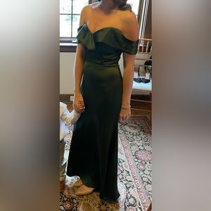 Revelry- Deep Olive 813 Bardot Crepe Dress